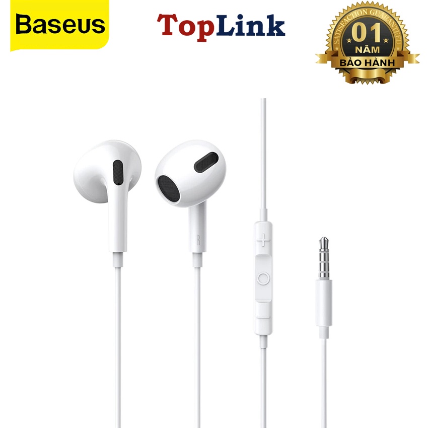 Tai Nghe Có Dây Có Mic Baseus Encok 3.5mm Lateral In-ear Wired Earphone H17 Cho Điện Thoại, Máy Tính