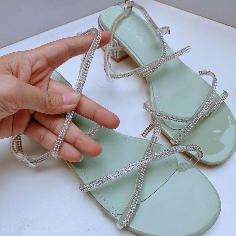 Sandal nữ quai trong đính đá về hàng- MS -601