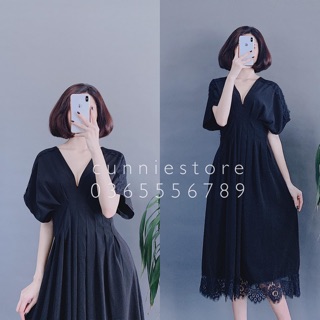 Váy xếp ly eo cam đất/ đen Petbychang