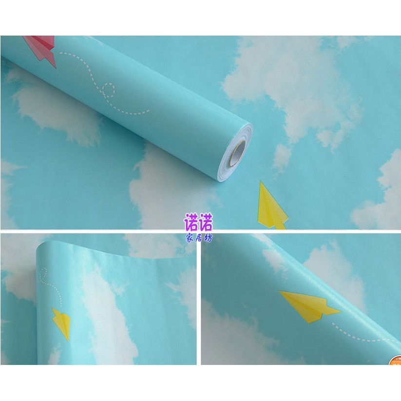 Decal giấy dán tường mây trời xanh ngọc