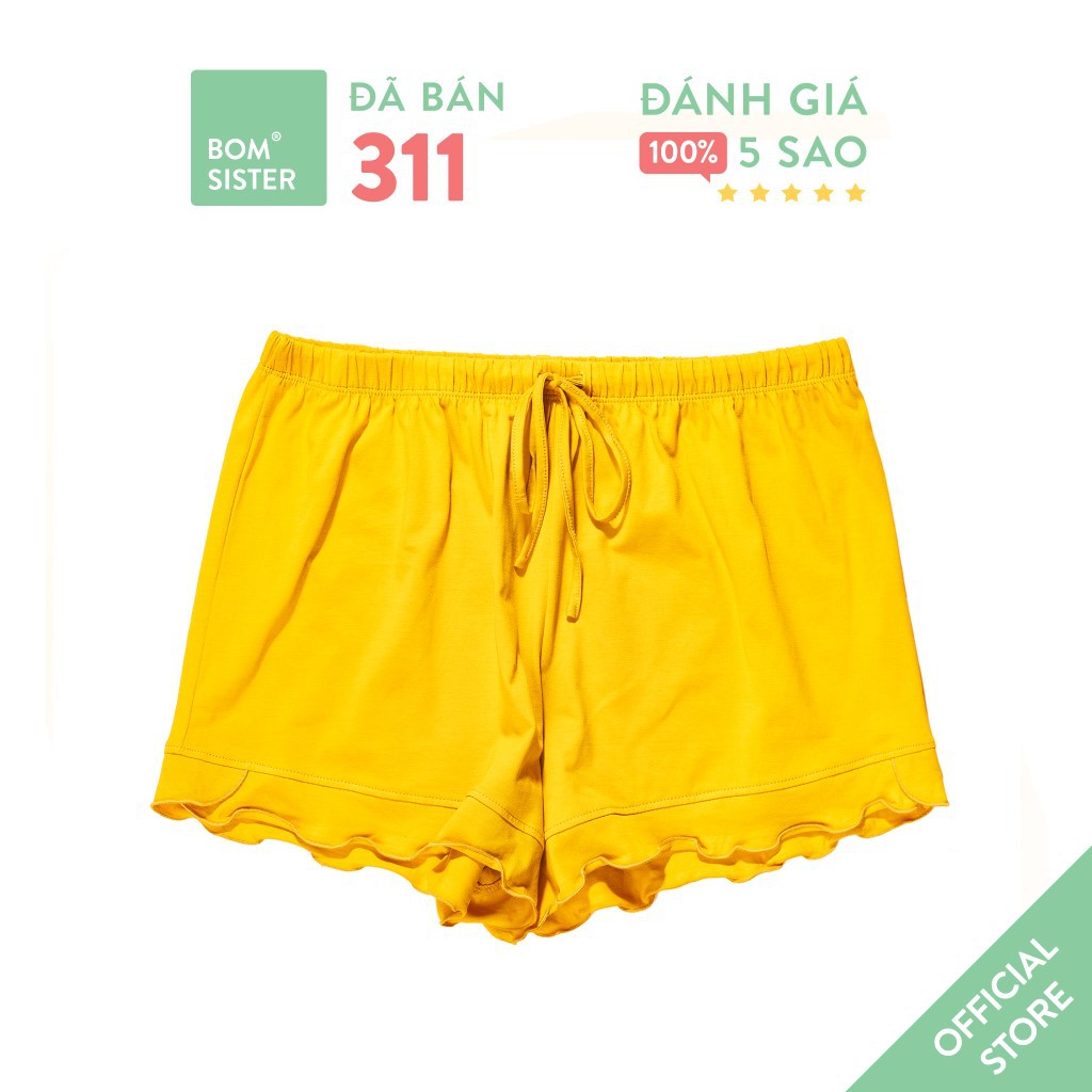 [Mã WAFAST hoàn 20% tối đa 100k xu đơn 250k] Quần Đùi Ngủ Cotton Pha Màu Trơn Chân Bèo BOM SISTER QD1719