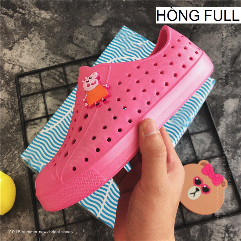 [Tặng 04 sticker] Giày nhựa NATIVE trẻ em - Chất liệu nhựa EVA mềm, nhẹ, không thấm nước màu hồng - Mã SP: [NATlVE]