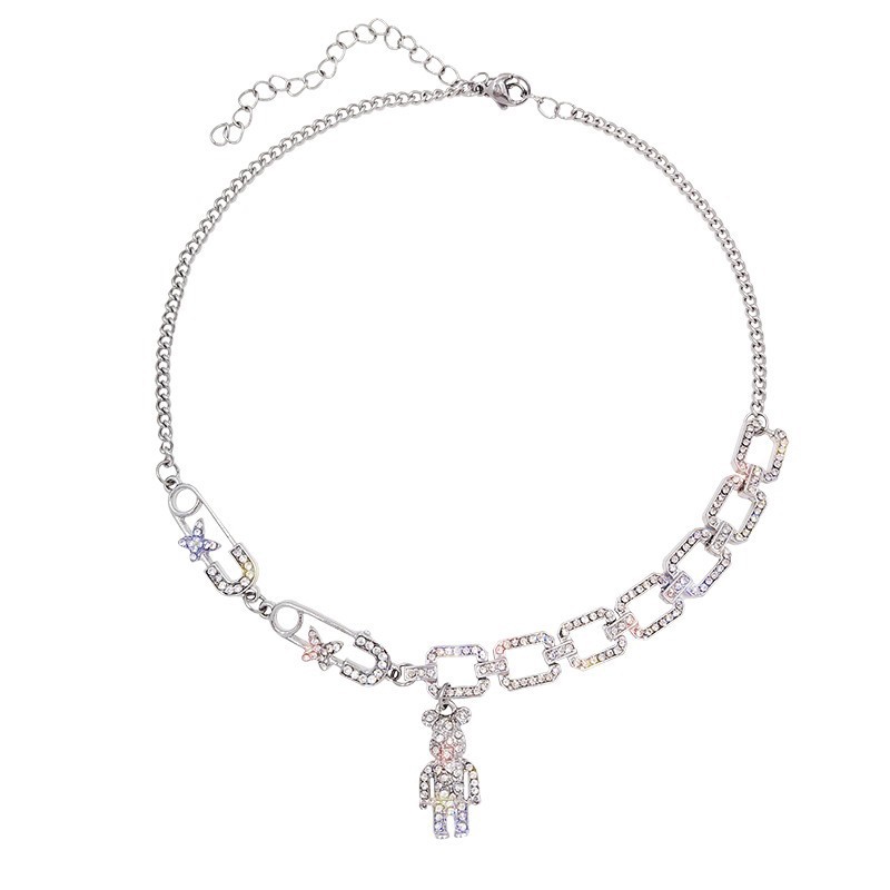 Phụ nữ vòng cổ gấu kim cương bằng thép titan sang trọng đầy đủ thời trang