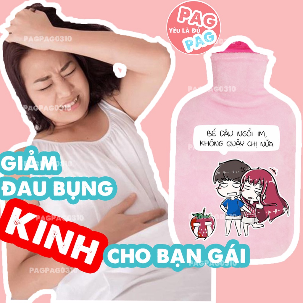 Bộ Túi Sưởi, Túi Chườm Đau Bụng Kinh- Quà Tặng Bạn Gái Và Gia Đình - Chườm Nóng, Lạnh - Đổ Nước Hình Kute