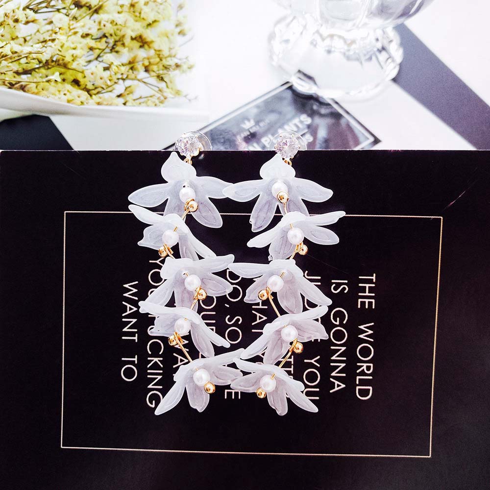 Trang sức đôi bông tai hình bông hoa Arcylic dễ thương bắt mắt cho nữ