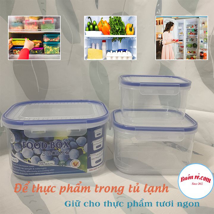 Bộ 3 hộp đựng thực phẩm thức ăn Việt Nhật có khóa chắc chắn an toàn tiện lợi  - Buôn rẻ th07