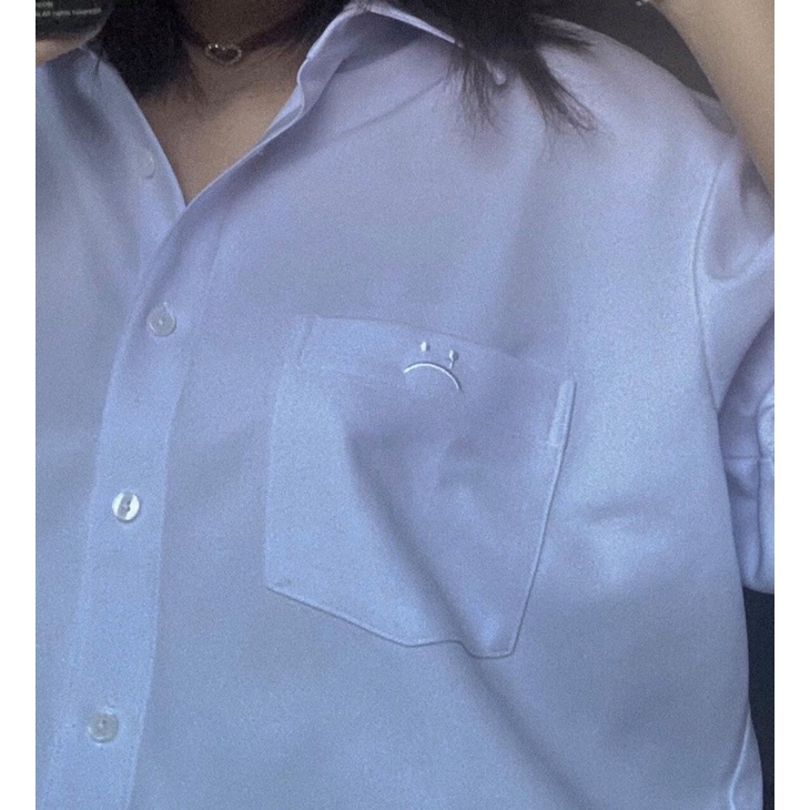 Áo Sơ Mi Thêu Sadboiz Unisex Nam Nữ Tay Lỡ Ulzzang Phong Cách Hàn Quốc