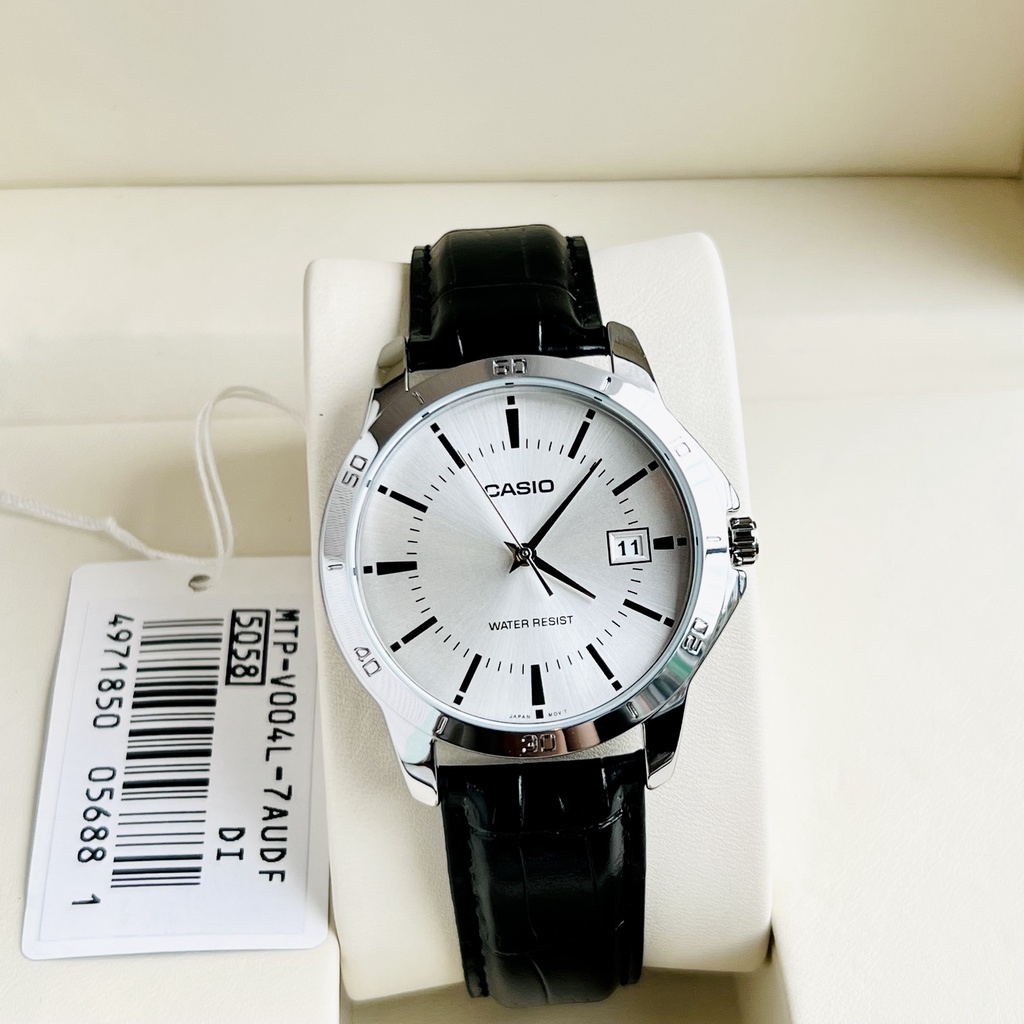 Đồng hồ đôi nam nữ dây da Casio MTP V004L 7A