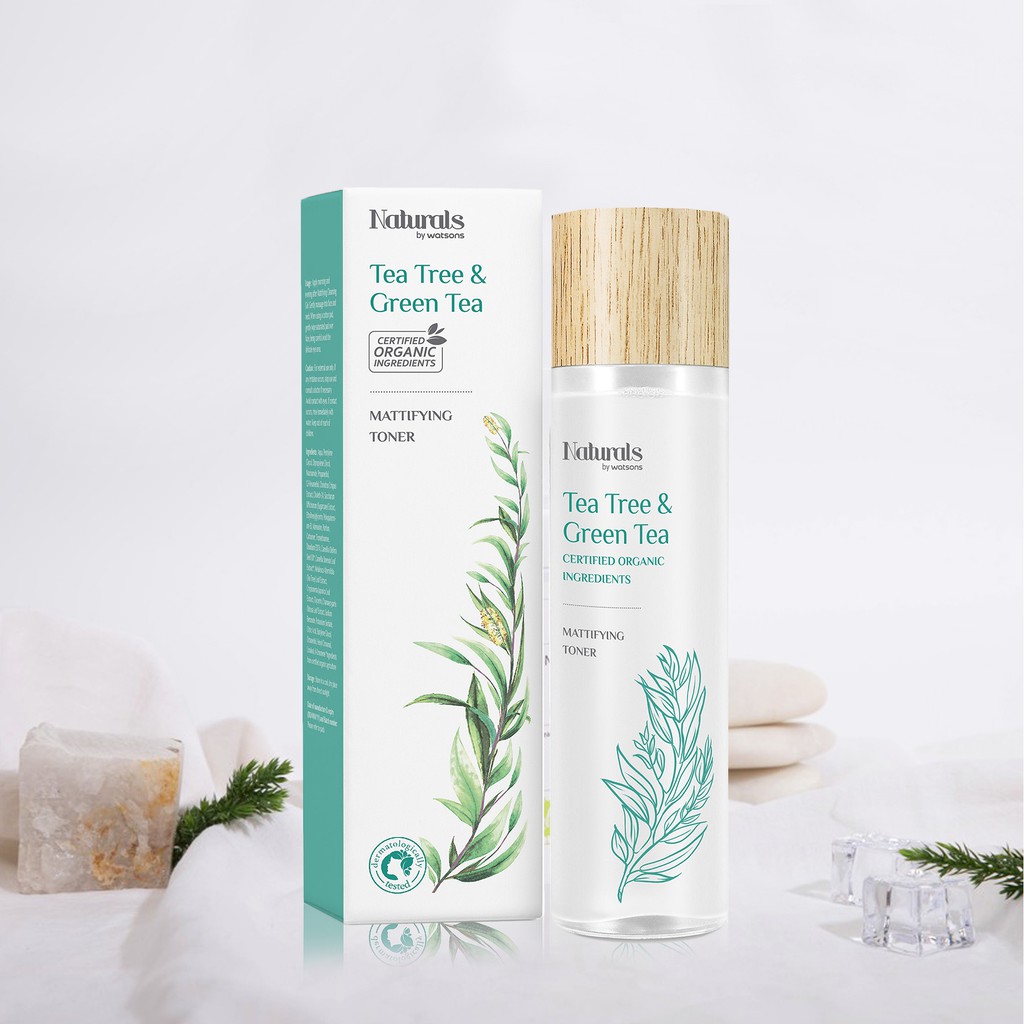 Nước Hoa Hồng Naturals By Watsons Tea Tree&Green Tea Mattifying Toner Loại Bỏ Dầu Thừa Trên Da 150ml