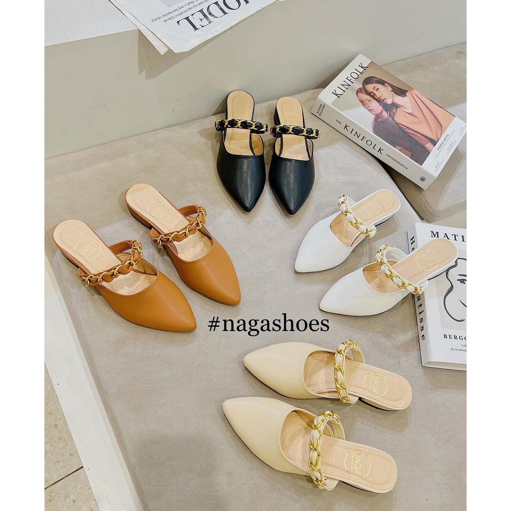 DÉP SỤC NAGASHOES MŨI NHỌN PHỐI XÍCH 2CM NAD212