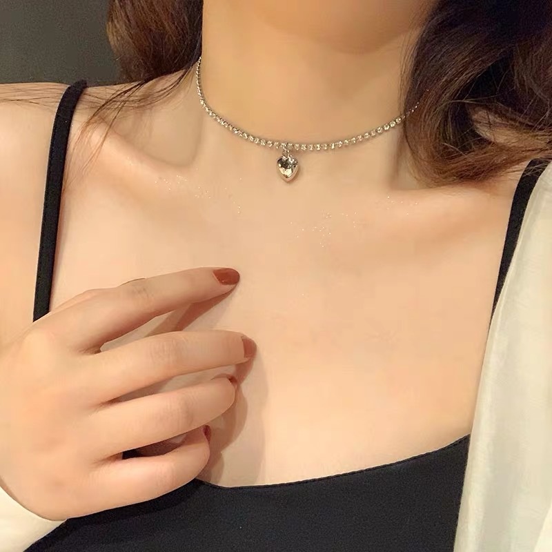 Vòng cổ trái tim nữ thời trang tình yêu hàn quốc đính đá