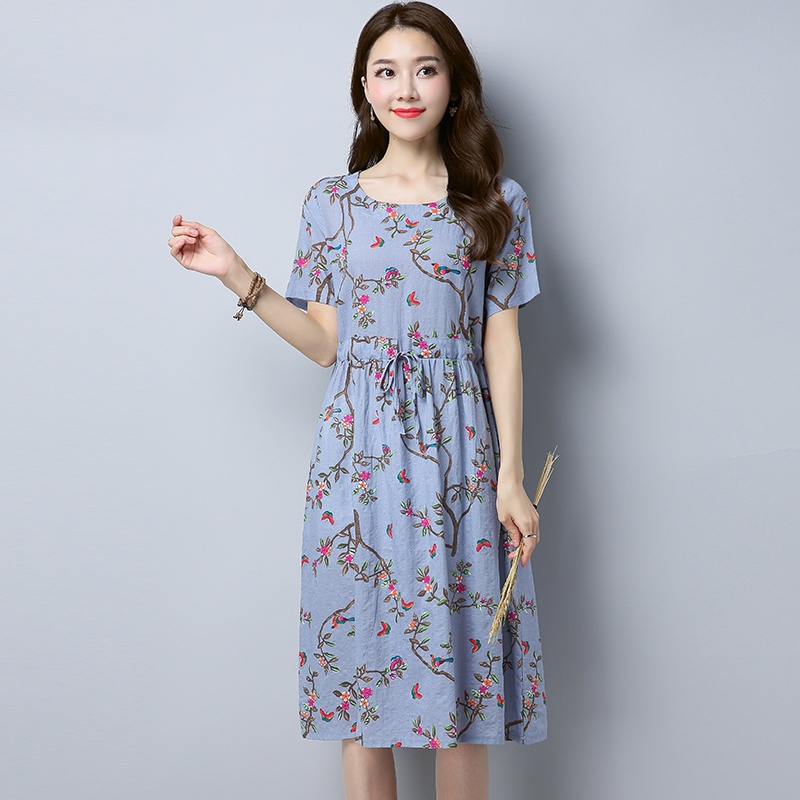 Váy đầm nữ thiết kế dáng rộng có dây thắt eo D94