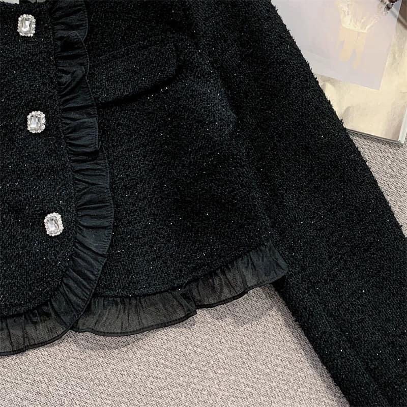 Áo khoác dạ Tweed màu đen LOẠI 1 hàng chính hãng cao cấp