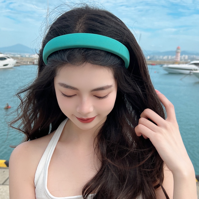 Băng Đô Cài Tóc Đính Hoa Màu Xanh Dương Thời Trang Hàn Quốc Xinh Xắn Cho Nữ