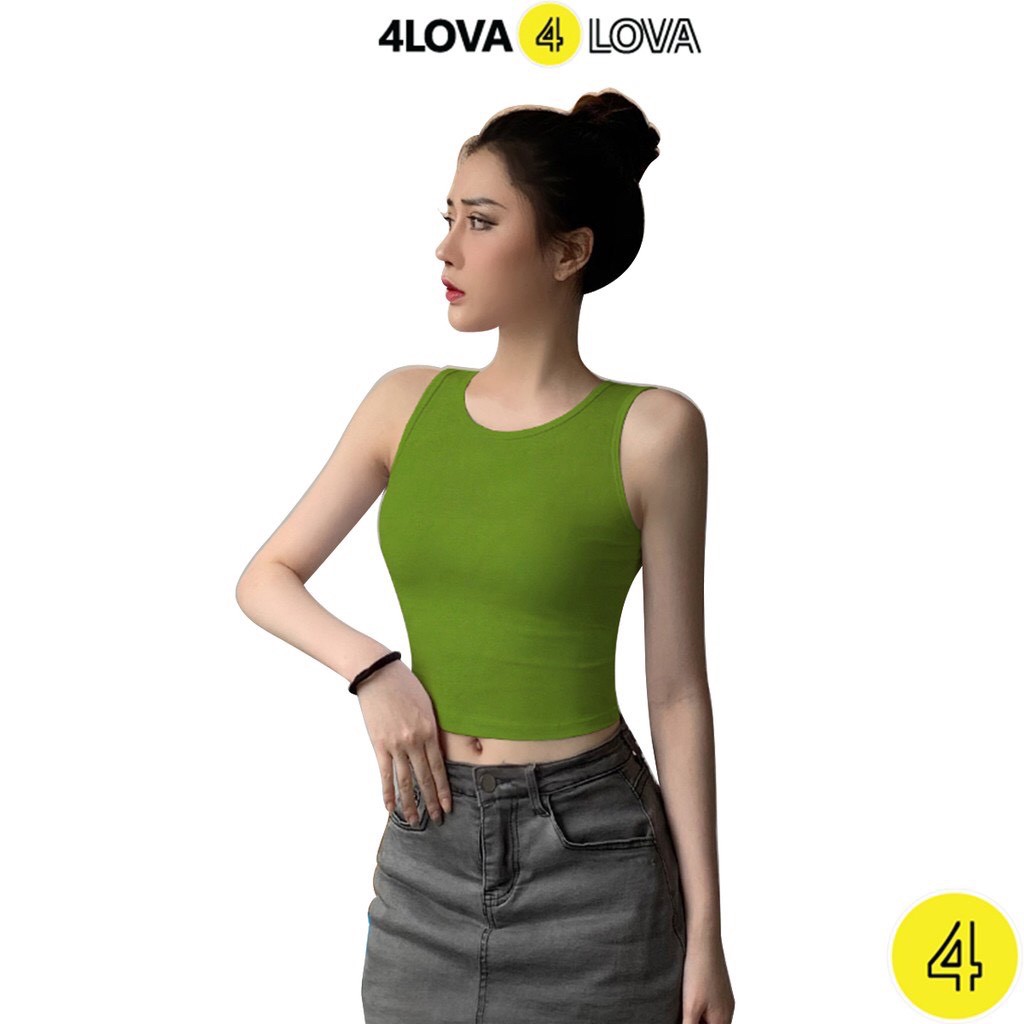 Áo croptop nữ 4LOVA kiểu ôm sát nách chất liệu cotton cao cấp