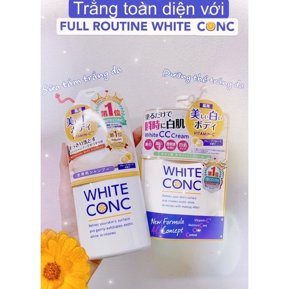 Sữa Tắm Trắng Da và Lotion dưỡng trắng da White Conc Body Shampoo Nhật Bản