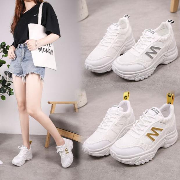 [Chính Hãng] Giầy nữ 😍 [FreeShip Từ 99k]GIÀY SNEAKERS NỮ ĐỘN ĐẾ /GIÀY THỂ THAO TRẮNG CHỮ M mở [ Chất Nhất ] Chất