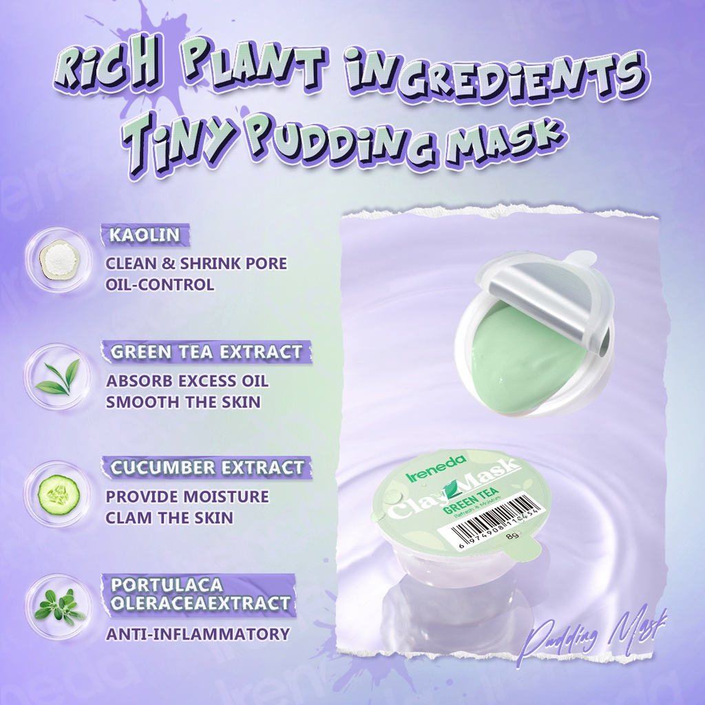 Mặt Nạ Bùn Ireneda Trà Xanh Giúp Dưỡng Ẩm Kiểm Soát Dầu Và Làm Sạch Lỗ Chân Lông