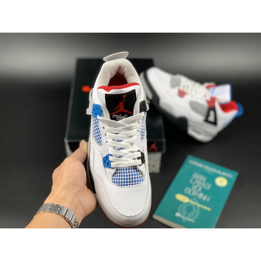 Giày thể thao nam nữ Jordan 4 xanh đỏ  - J50