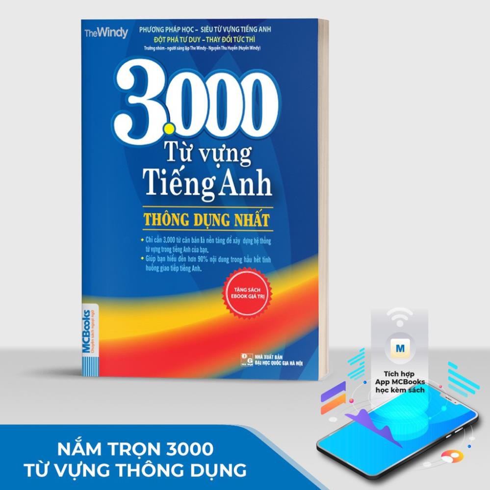 Sách - 3000 Từ Vựng Tiếng Anh Thông Dụng Nhất Dành Cho Người Học Cơ Bản - Học Kèm App Online [MCBOOKS]