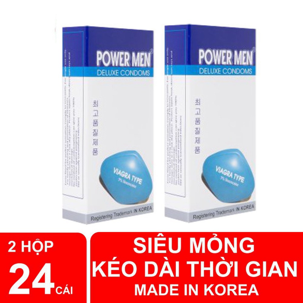 [Combo 3 Hộp] Bao Cao Su Power Men Viagra Type (Hộp 12c). Bcs Kéo Dài Thời Gian Quan Hệ, Hàng Chính Hãng + Tặng Bcs 6BI