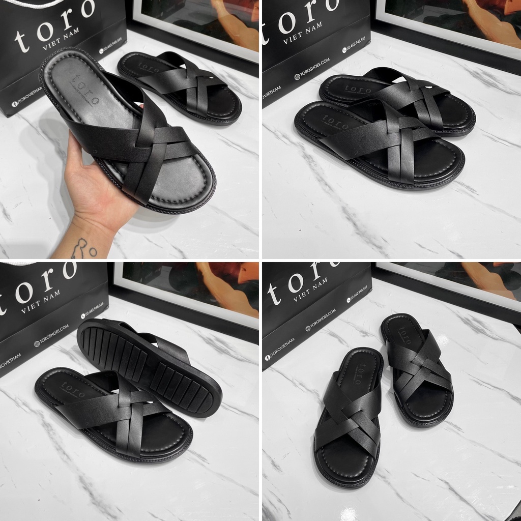 [CAO CẤP] DÉP DA NAM DA BÒ ĐẾ CAO SU SIÊU BỀN TOROSHOES