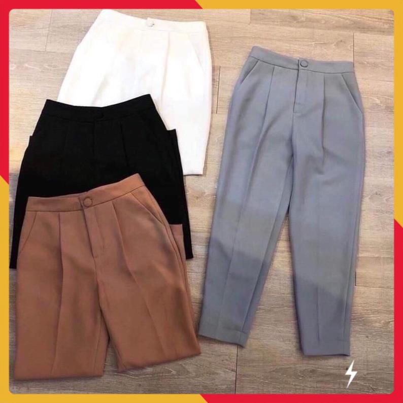 Quần tây công sở khuy vải 1 ly [HÀNG VNXK] - Quần tây nữ baggy chất tuyết mưa dễ phối đồ siêu tôn dáng | BigBuy360 - bigbuy360.vn