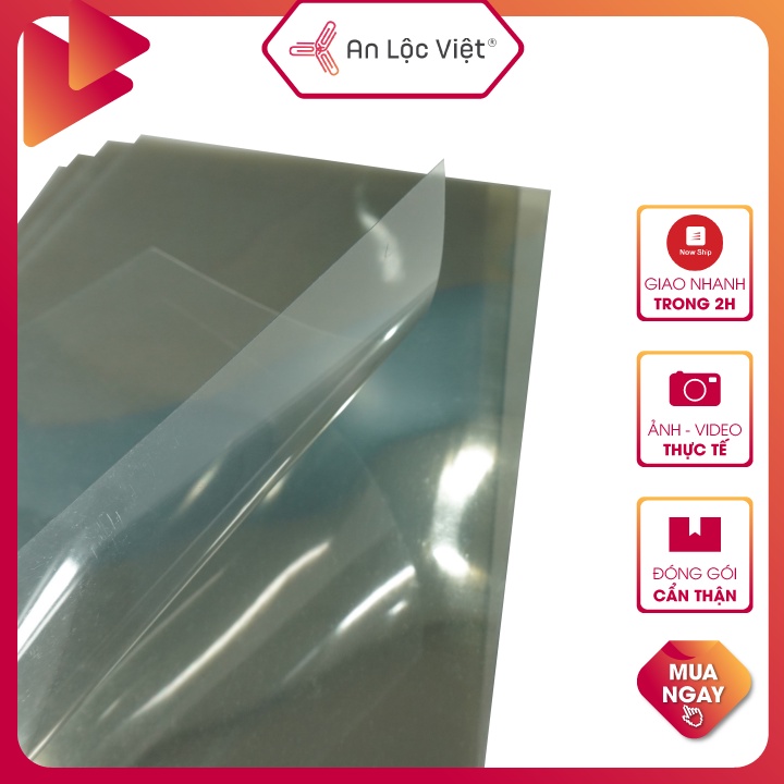 Xấp 100 tờ Bìa Kiếng A4 Dày 1,5mm , nhựa trong suốt, mịn không hạt, chịu nhiệt