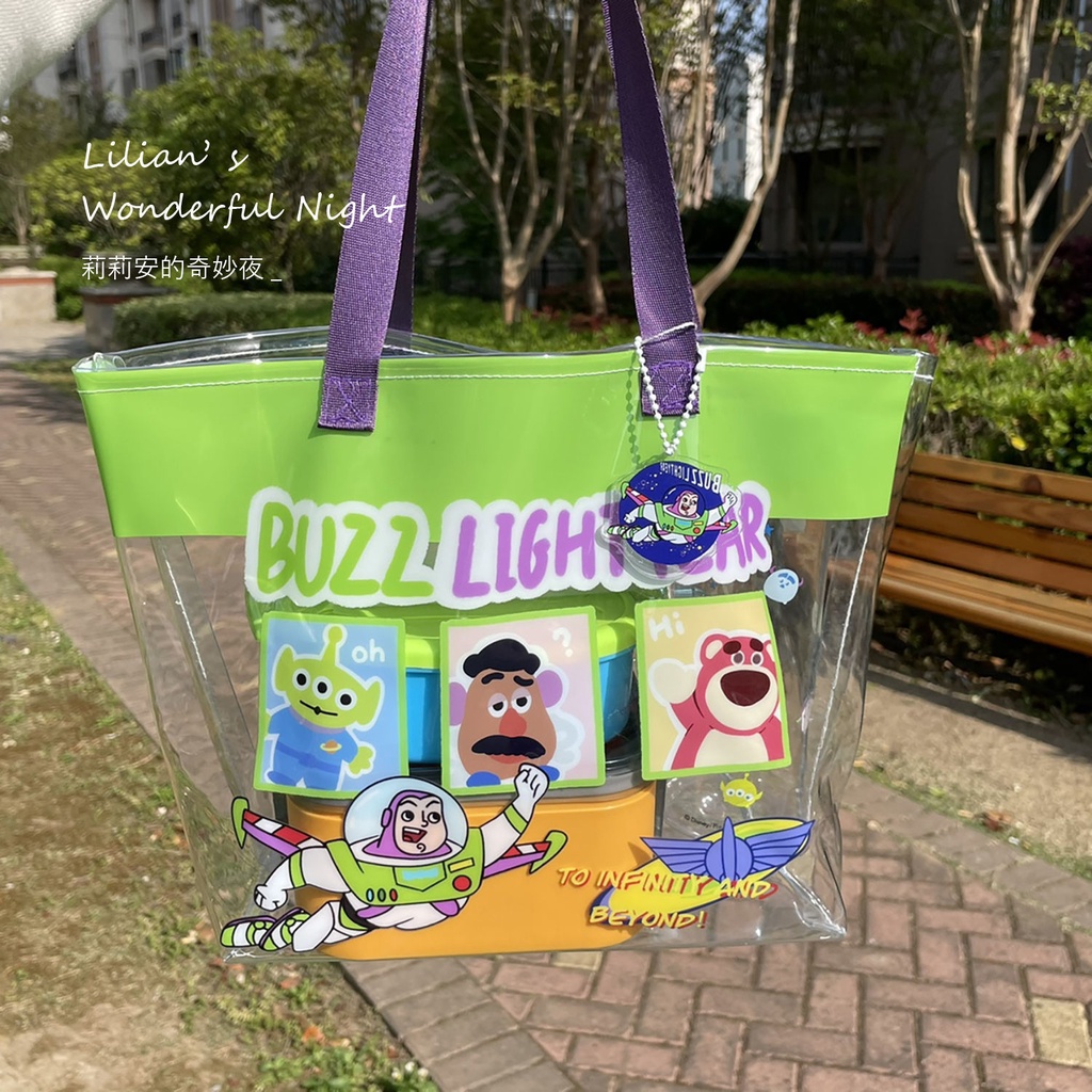 Túi Xách Tay Bằng PVC Trong Suốt Cỡ Lớn Thiết Kế Hình Buzz Lightyear Phong Cách Hàn Quốc Dành Cho