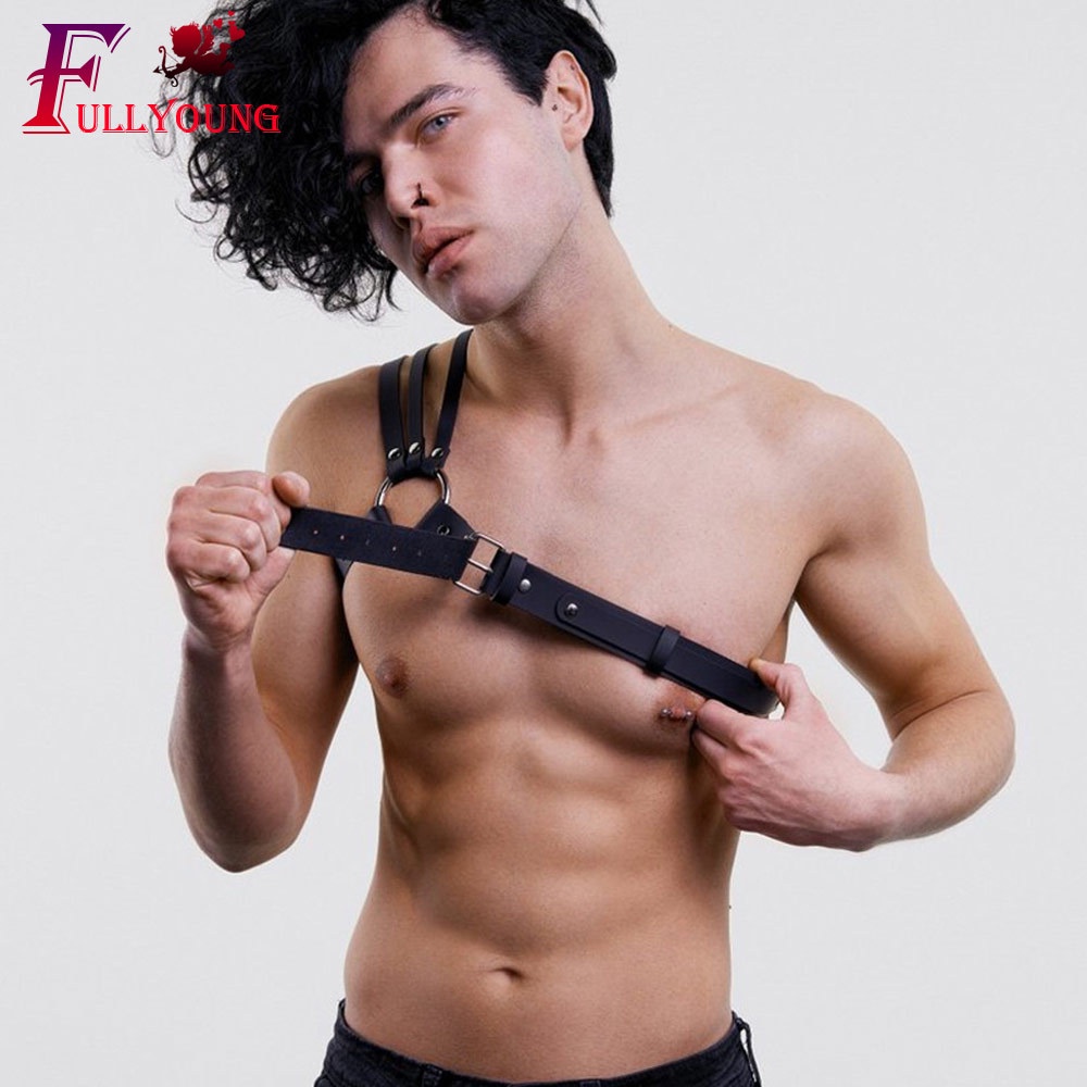 Dây Đai Đeo Ngực Bằng Da PU Điều Chỉnh Được Phong Cách Punk Goth Quyến Rũ Cho Nam