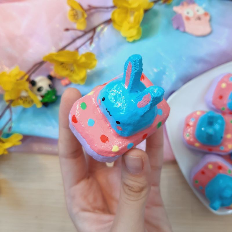 Squishy handmade bánh thỏ xanh nhỏ xinh đáng yêu lắm [Shop Thảo Tâm]