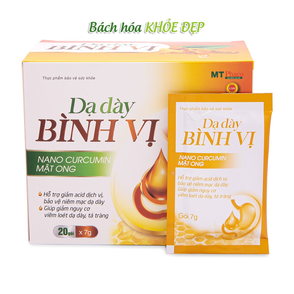 Gel dạ dày Nano Curcumin, Mật Ong giảm đau viêm loét dạ dày - Hộp 20 gói [Dạ dày bình vị]