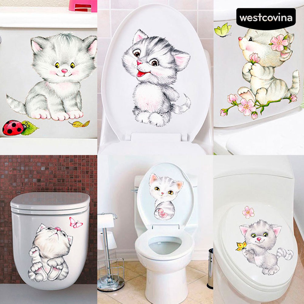 Miếng Dán Hình Mèo Dễ Thương Chống Thấm Nước Trang Trí Bồn Cầu