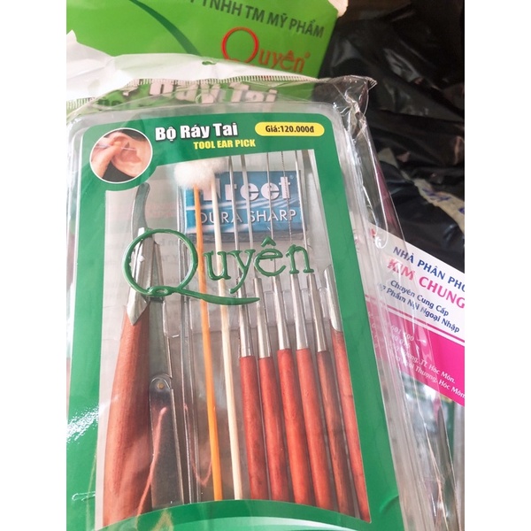 Bộ ráy tai cao cấp Quyên, Nghĩa gỗ mun thép không gỉ 10 món