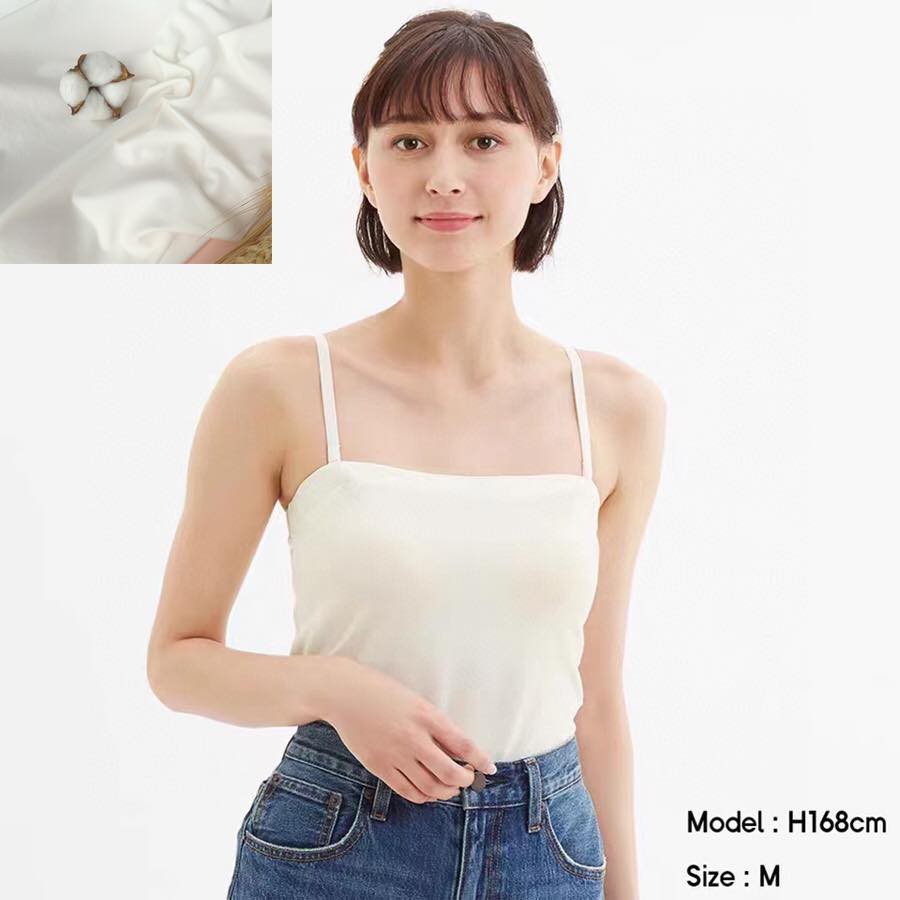 Áo hai dây Nhật chất liệu cotton co giãn có sẵn cup ngực trong áo - mặc nhà - mặc lót - nâng ngực - kimshop