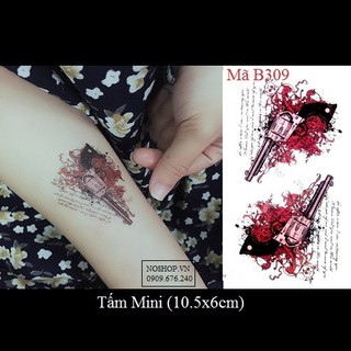 Xăm dán tattoo súng lục B309