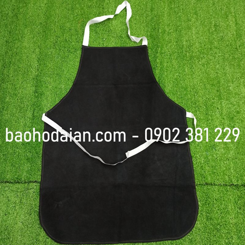 Tạp dề da hàn nguyên miếng chịu nhiệt chống nóng da bò màu xanh đen (dài 77cm)