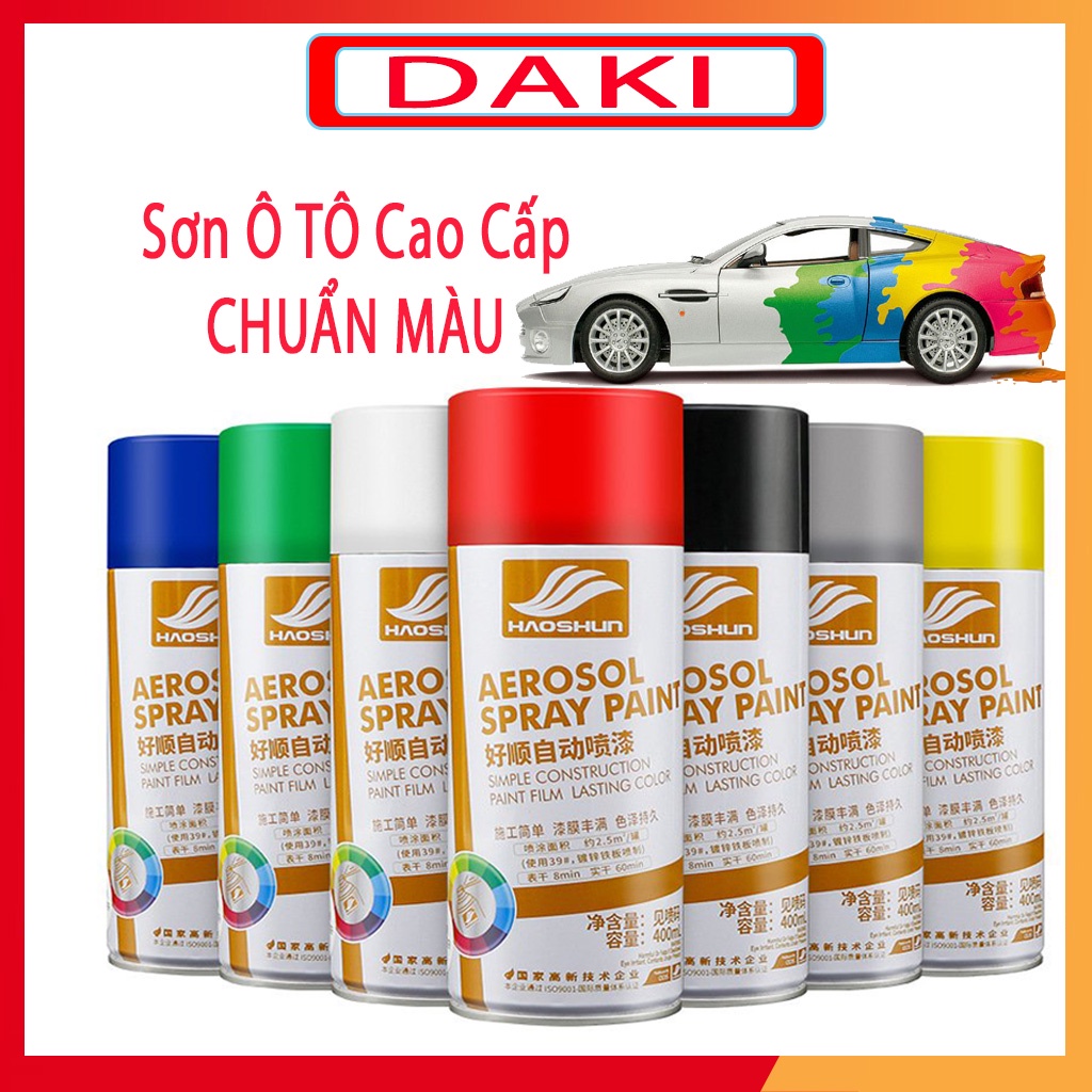 Sơn Xe Ô TÔ Màu Trắng, Đỏ, Đen, Xanh - Sơn Xịt Tay Ô Tô Xe Máy Cao Cấp - Xóa vết xước xe ô tô - HAOSHUN Paint DAKI