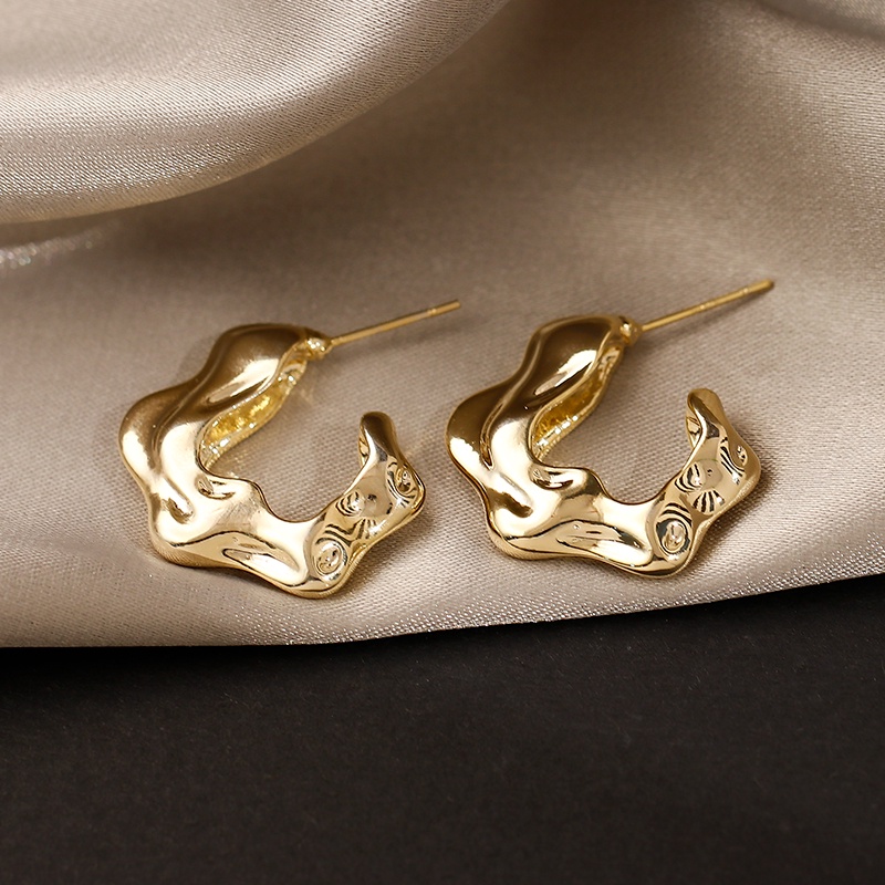 Đôi Khuyên Tai Hình Chữ C Phong Cách Hàn Quốc Cổ Điển Dành Cho Nữ