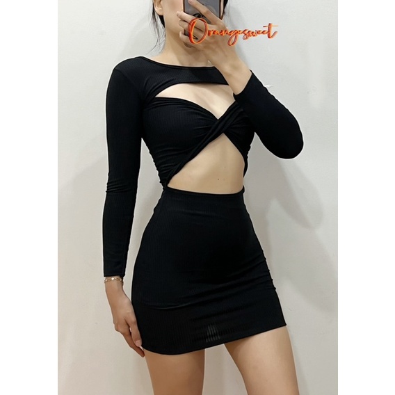 Đầm Body Thắt Chéo Khoét Ngực Cá Tính  TC