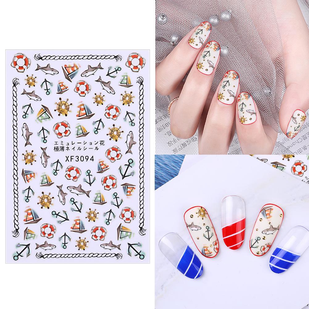 1 Set Nail Stickers Art Decoration Slider Ocean Water Decal Manicure Foil