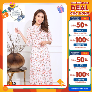 Áo dài nữ hoa nhí nền trắng cá tính cực đẹp chất lụa nhật mịn mát - Áo dài THÙY LINH