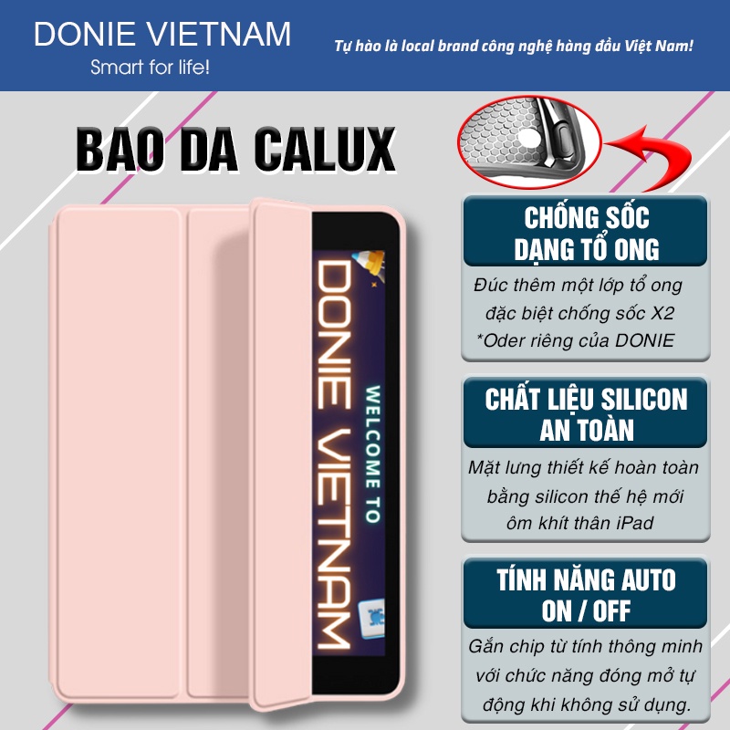 Bao Da Ipad Calux Vỏ Màu Pastel Viền Silicon Đệm Chống Sốc Tổ Ong, Ốp Cover Ipad Mini 1 2 3 4 5 Air Gen 7 8 9