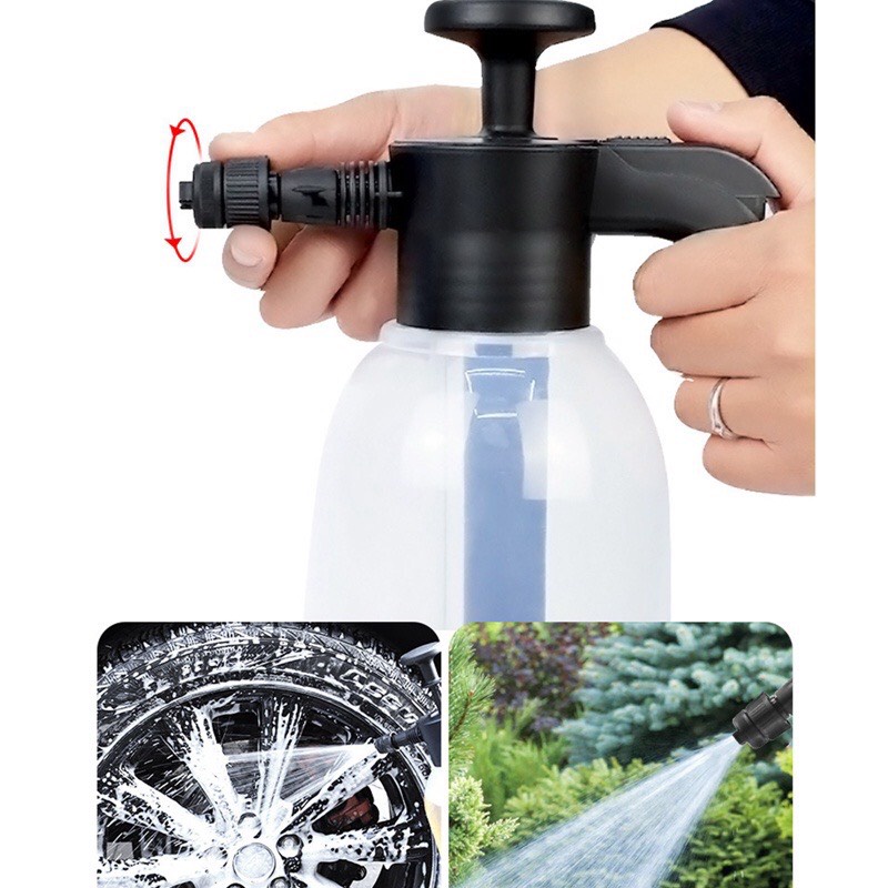 Bình Xịt Tạo Bọt Rửa Xe Hơi Áp Suất Cao 2000Ml Kèm Nước Rửa Xe Bọt Tuyết BZ Tặng Khăn Lau