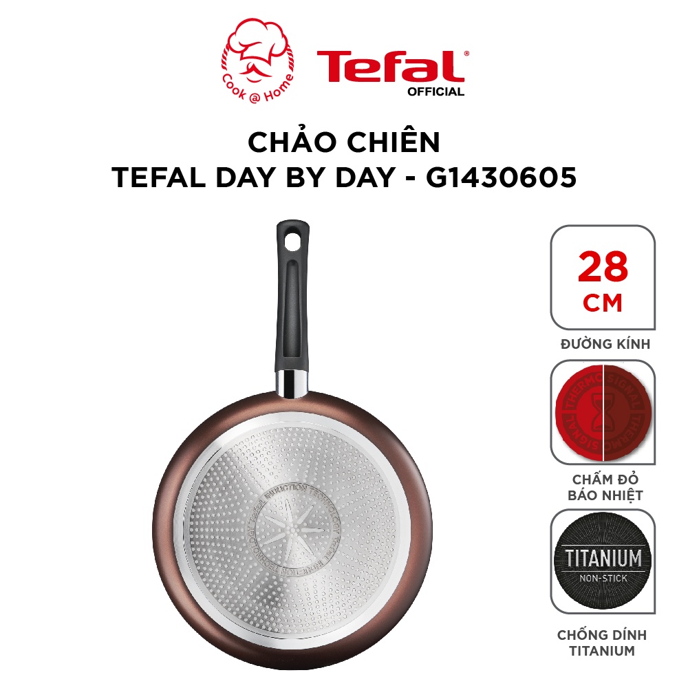 Chảo chống dính đế từ Tefal Day by Day 24cm G1430405 - 28cm G1430605