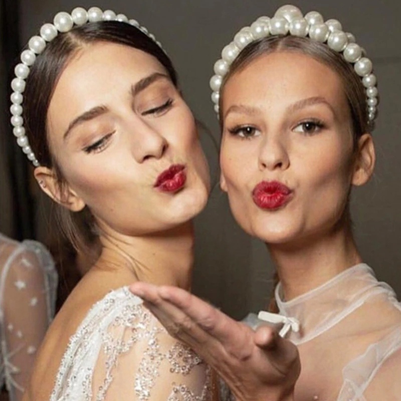 Băng đô cài tóc hình nơ đính ngọc trai giả 10 kiểu dáng sang trọng