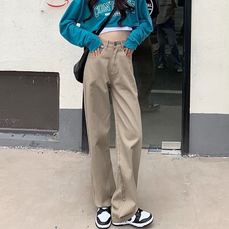 Quần Jeans Nữ Lưng Cao Ống Rộng Thời Trang Hàn Quốc