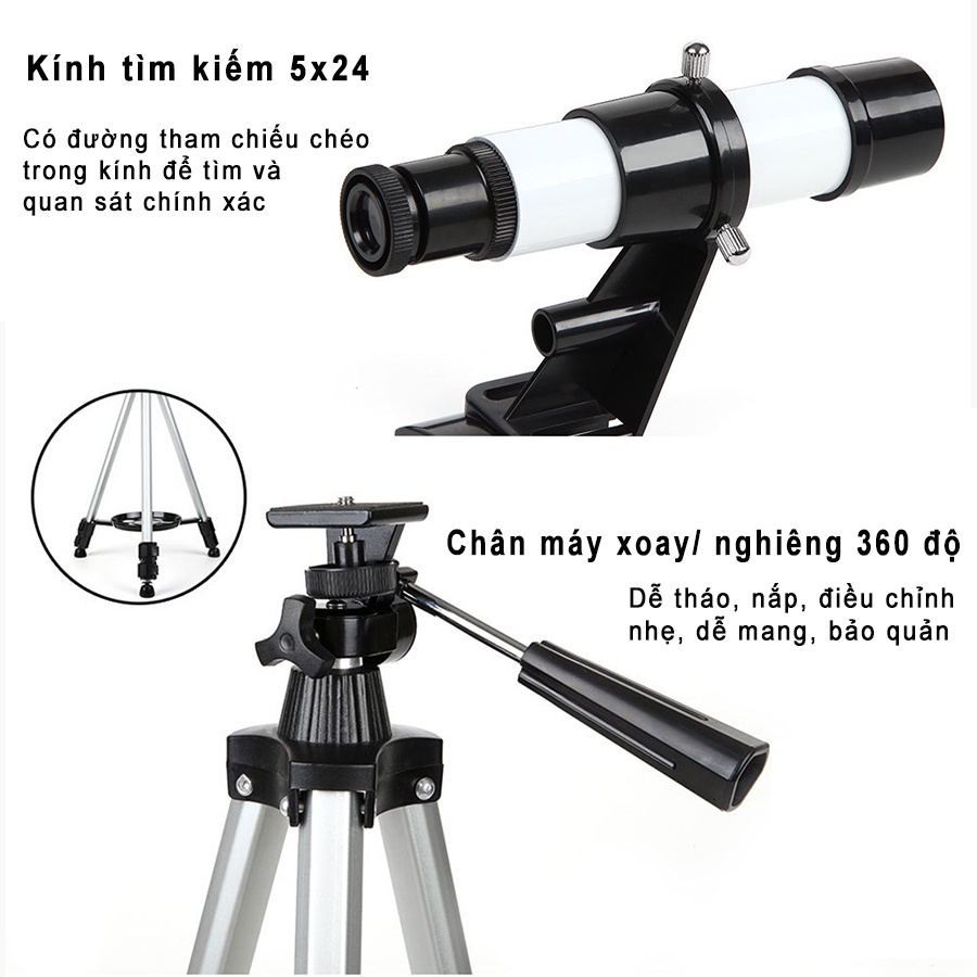 Kính viễn vọng thiên văn 70300 cho trẻ em ngắm sao thế giới, Kính khúc xạ ngắm trăng sao rõ nét khi đi du lịch, dã ngoại