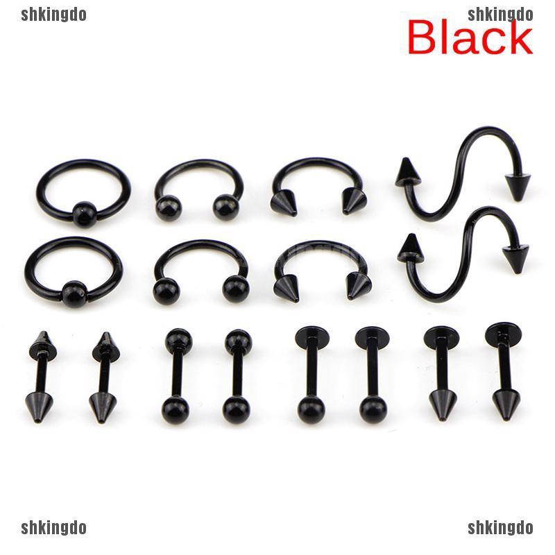 Bộ 16 khuyên đeo cơ thể bằng thép không gỉ cá tính quyến rũ