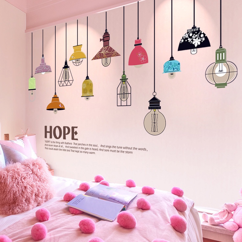 Decal dán tường Dây đèn thả